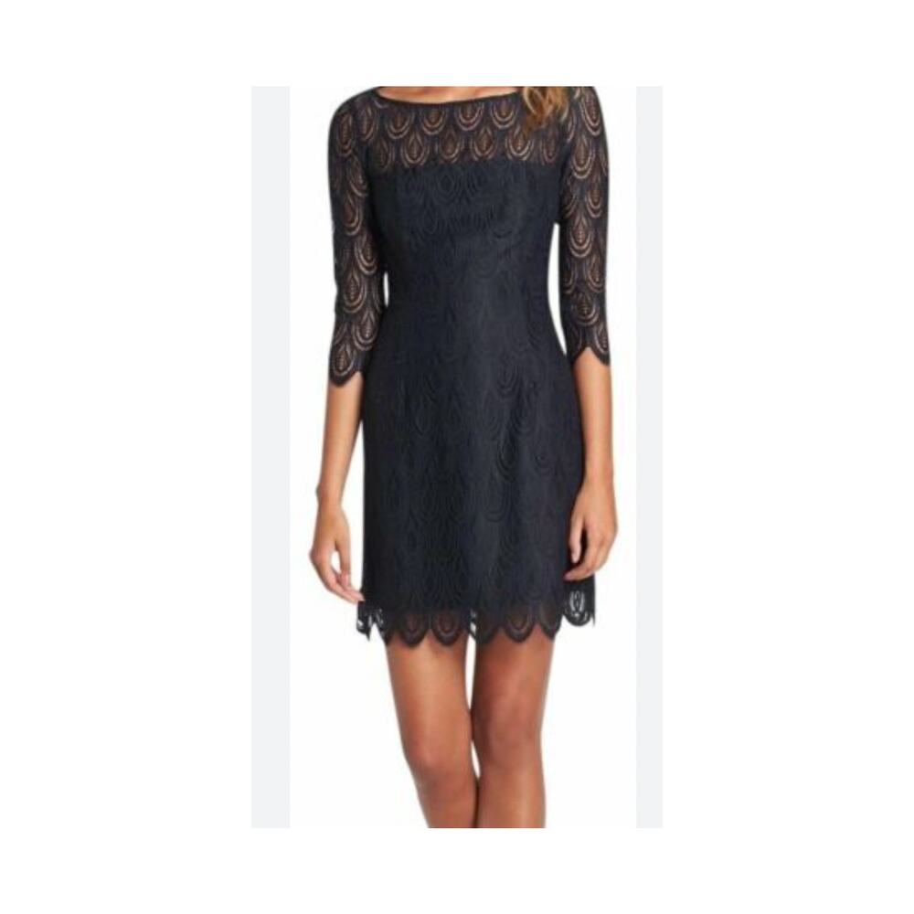 Lilly Pulitzer Sz 14 HERA Navy Blue Scalloped Lace Dress